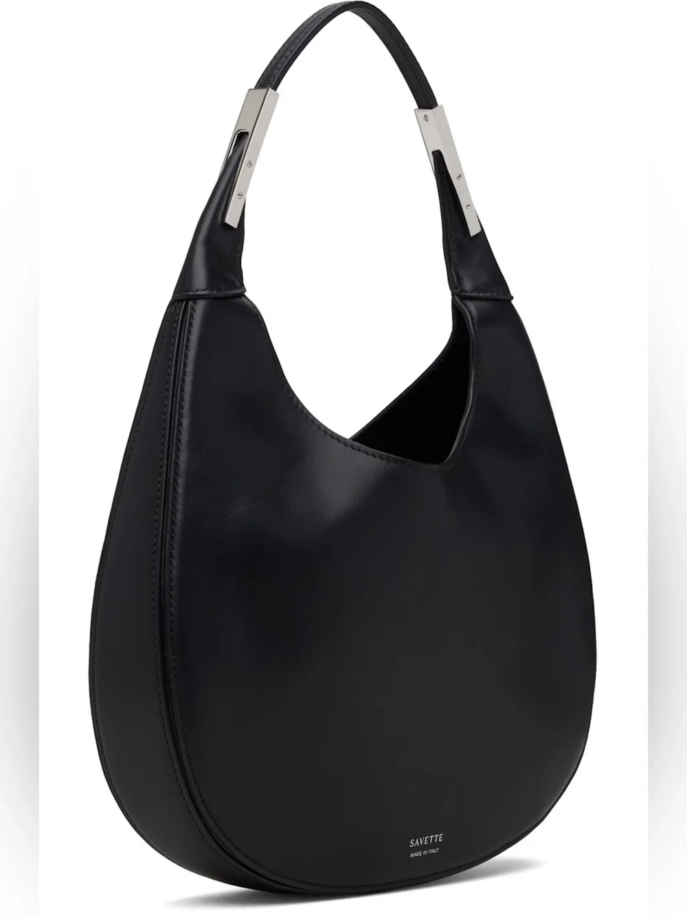 NWT Savette Small Florence Hobo Black Leather Crescent Shoulder Bag